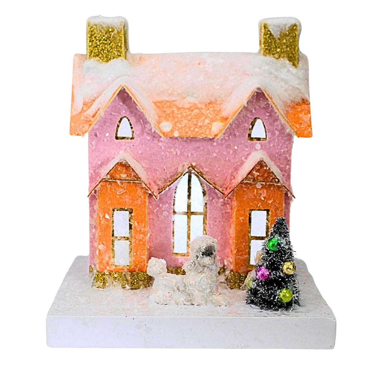 Cody Foster 7.0 Inch Poodle Chateau Christmas Building , Lightweight Christmas Decor Paper House
